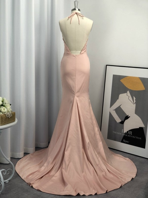 Wunderschöne Meerjungfrau Neckholder Ärmellose Satin Ballkleider