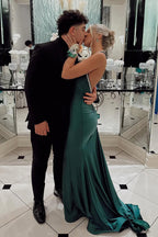 Gorgeous Trumpet Hunter Green Long Formal Dress