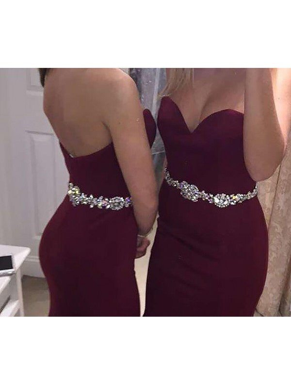 Wunderschöne Meerjungfrau Ärmelloses Herzausschnitt Satin Perlenbesetztes Ballkleid