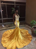 Hermosos vestidos de fiesta de terciopelo con encaje y cola de sirena, sin mangas, escote en V