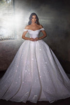 Wunderschöne Prinzessin A-Linie Off-the-Shoulder Brautkleider mit Glitzer