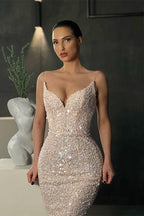 Wunderschönes ärmelloses Meerjungfrauen-Ballkleid mit Pailletten und Glitzer