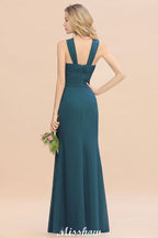 Vestidos de dama de honor con cuello halter y corte A, hasta el suelo, para fiesta de bodas