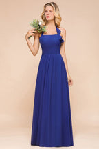 Vestido de fiesta de boda de gasa con cuello halter y corte A para dama de honor