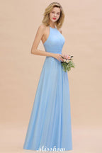 Vestido de dama de honor de playa con cuello halter y espalda descubierta, de gasa, para fiesta de boda en el jardín