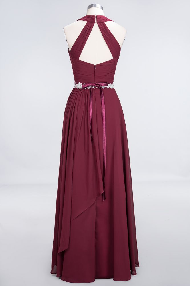 Vestido de dama de honor con cuello en V, sin mangas, volantes y apliques, vestido de noche con vuelo