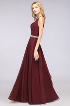 Vestido de dama de honor con cuello en V, sin mangas, volantes y apliques, vestido de noche con vuelo