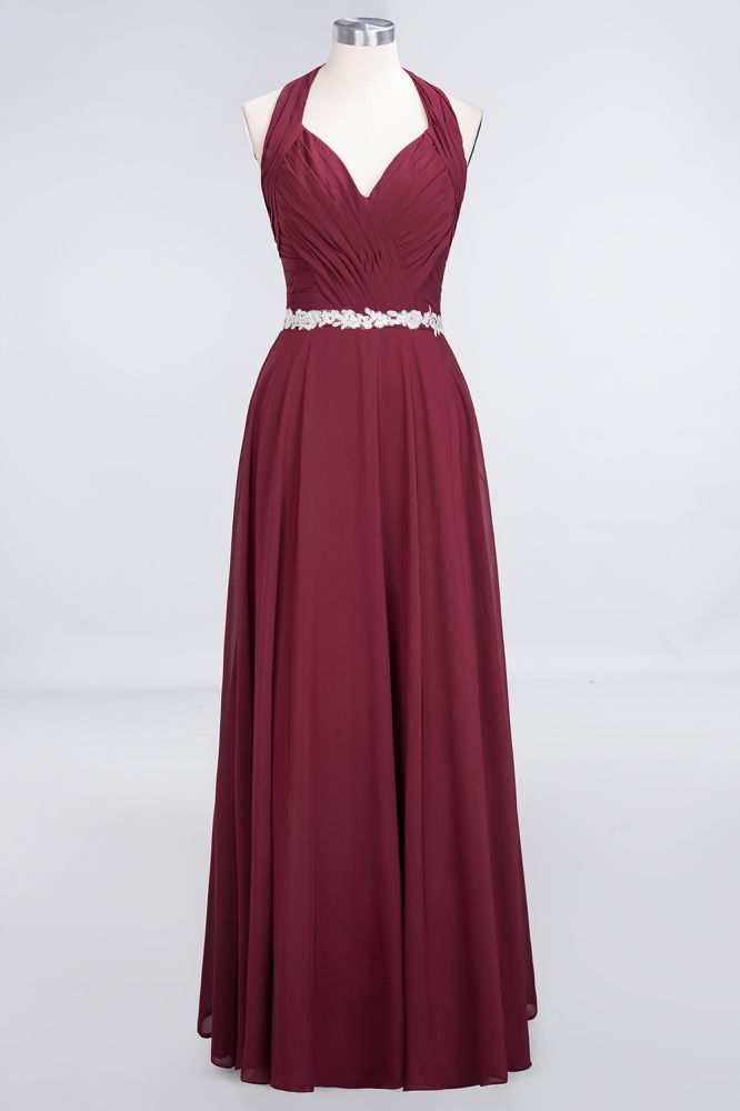 Vestido de dama de honor con cuello en V, sin mangas, volantes y apliques, vestido de noche con vuelo