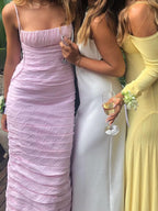Henry | Mermaid Spaghetti Straps Floor Length Sleeveless Pink Prom Dress