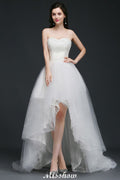 Hi-Lo-Tüll-Brautkleid in A-Linie mit Spitze