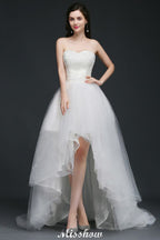 Hi-Lo-Tüll-Brautkleid in A-Linie mit Spitze