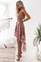 High Low Homecoming Kleider Spaghettiträger Spitze Kurzes Ballkleid PD368