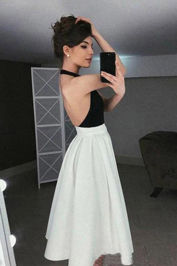 High Neck Neckholder Homecoming Kleider Plissee Rock Abschlusskleid PD343
