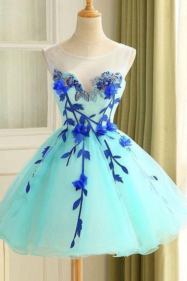 Homecoming-Kleid, wunderschönes handgemachtes Blumen-Kurzballkleid, Partykleid, PD364