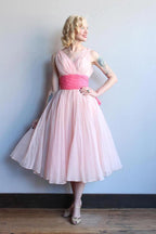 Homecoming-Kleid Chiffon Vintage Blau Rosa Kurzes Ballkleid Partykleid PD353