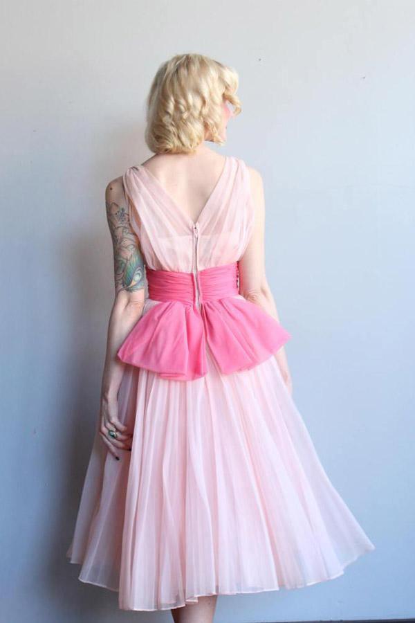 Homecoming-Kleid Chiffon Vintage Blau Rosa Kurzes Ballkleid Partykleid PD353
