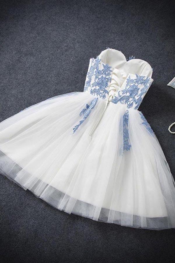 Vestido de fiesta corto sexy de corte A sin tirantes, PD351