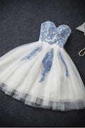 Vestido de fiesta corto sexy de corte A sin tirantes, PD351