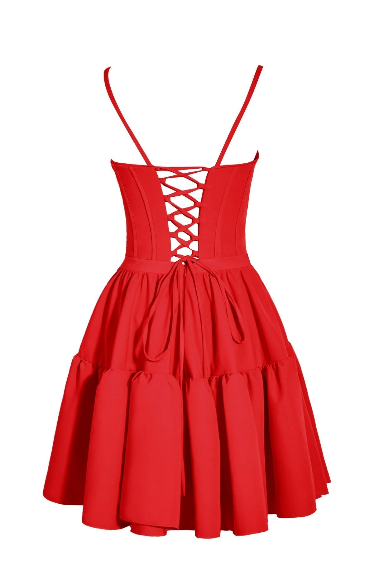 Mabel | Vestido de fiesta con cordones y volantes en forma de A