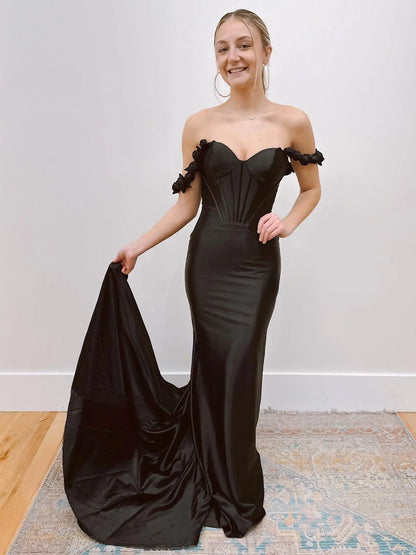 Persephone | Heißrosa Meerjungfrau-Ballkleid aus Satin mit Blumenmuster und Trägern