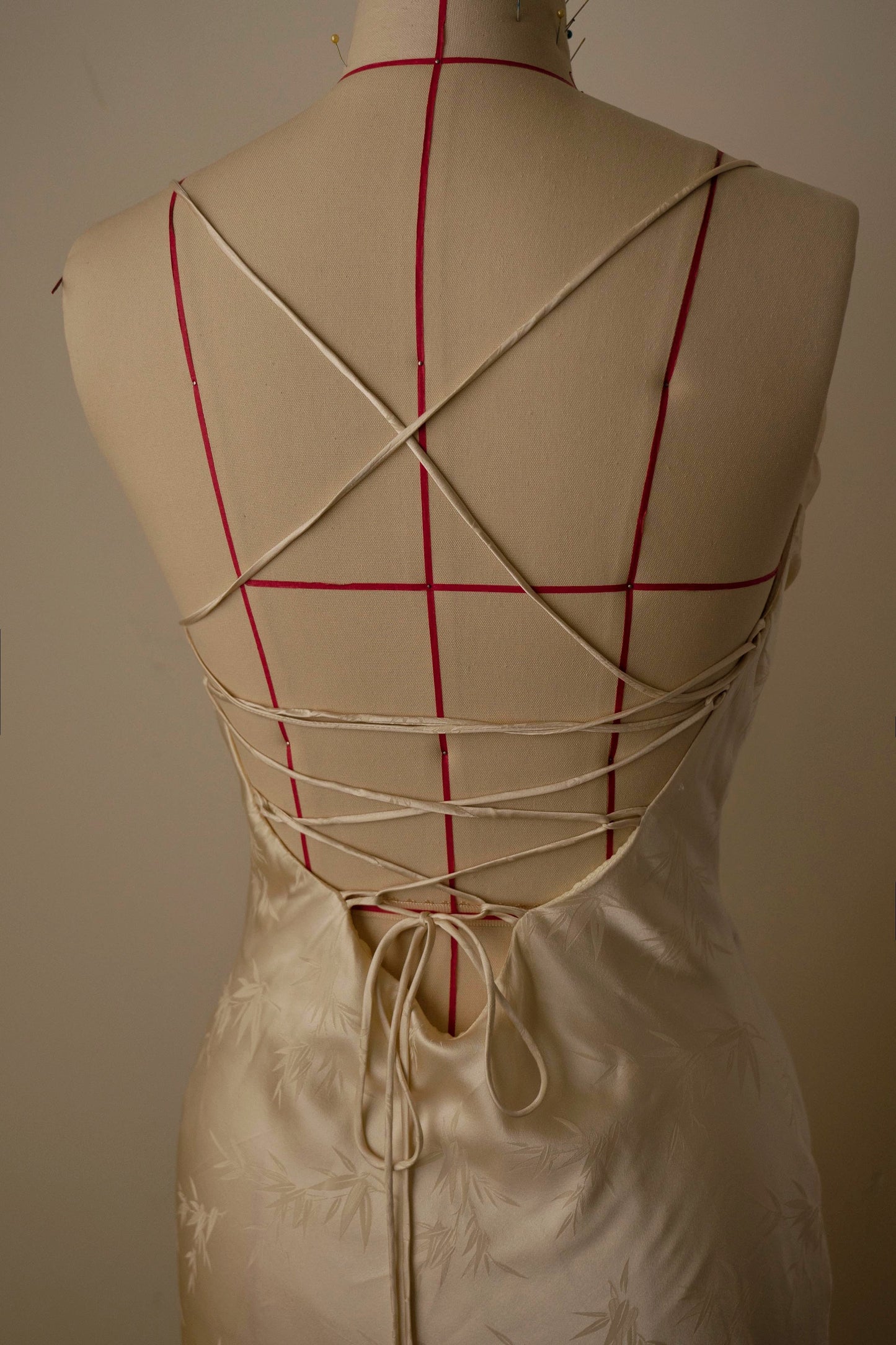 Bamboo Jacquard Lace Up Dress