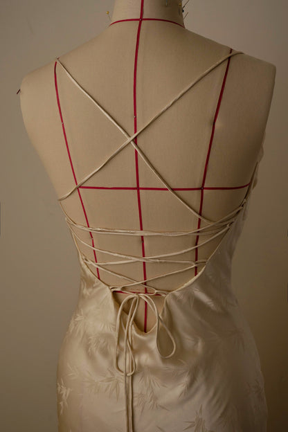 Bamboo Jacquard Lace Up Dress