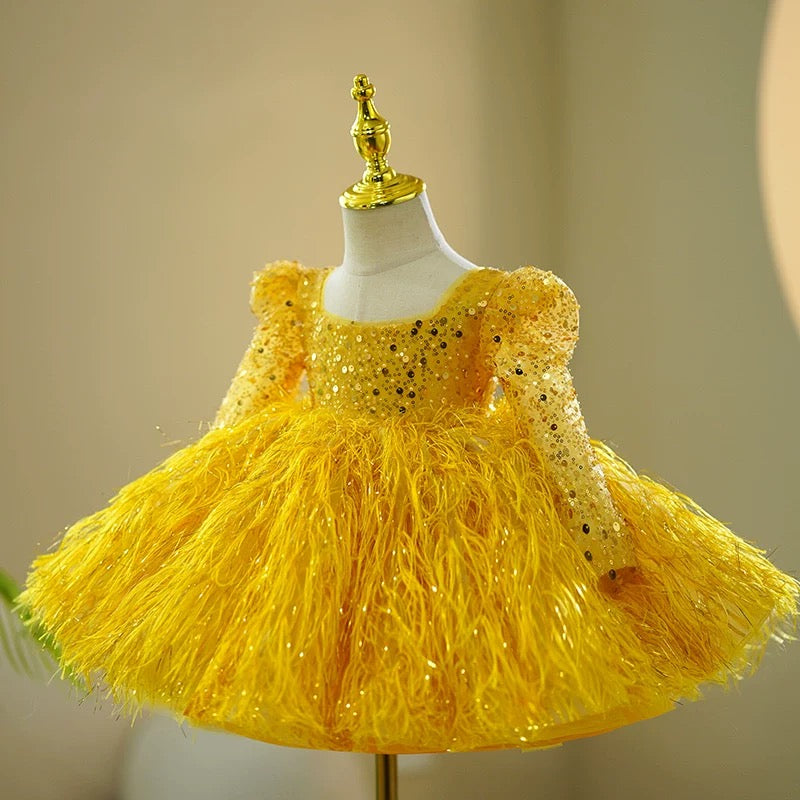 Tulle Knee-length Champagne Girl Dress