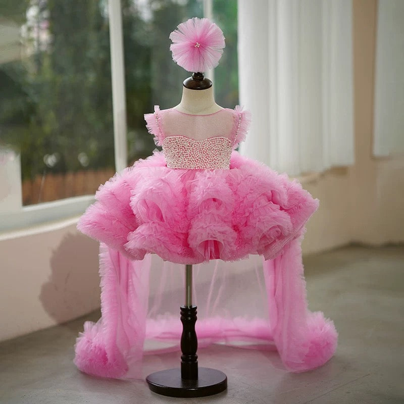 Ballkleid/Prinzessin Tüll Asymmetrisches Kleid für die 1. Geburtstagsfeier eines Babymädchens 