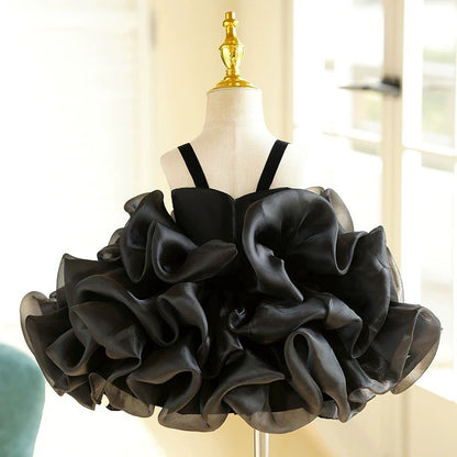 Vestido de organza con flores 3D hasta la rodilla para fiesta de primer cumpleaños de niña