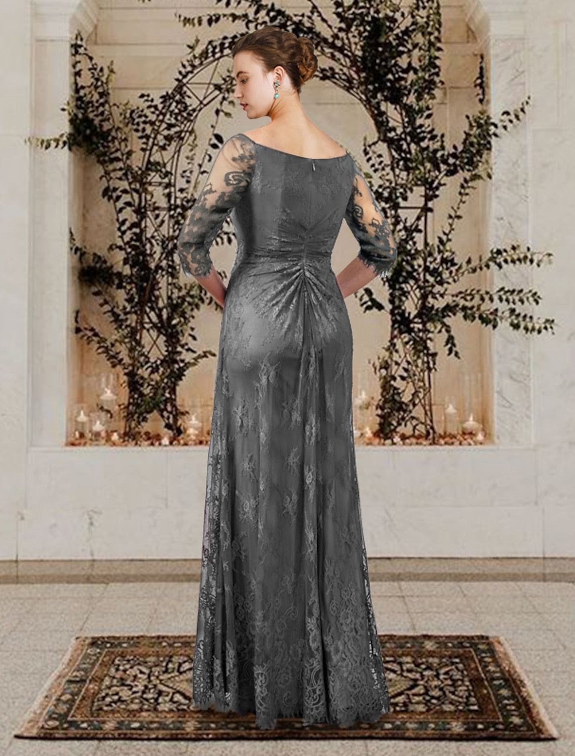 Vestidos de madre de la novia de corte A/princesa con escote joya y largo hasta el suelo