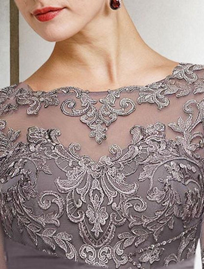 Chiffon-Halbarm-Hosenanzüge für die Brautmutter mit Spitze 