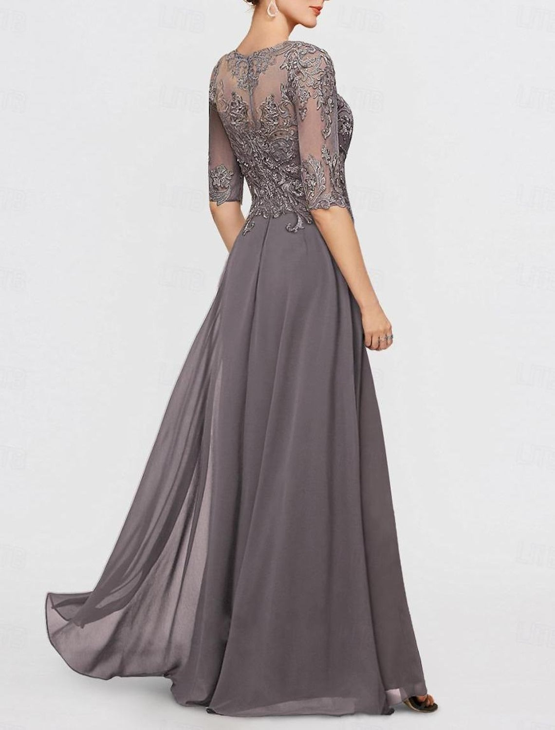 Chiffon-Halbarm-Hosenanzüge für die Brautmutter mit Spitze 