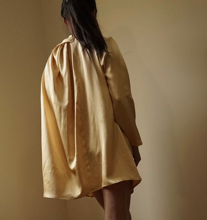 Gold Mulberry Silk Mini Dress