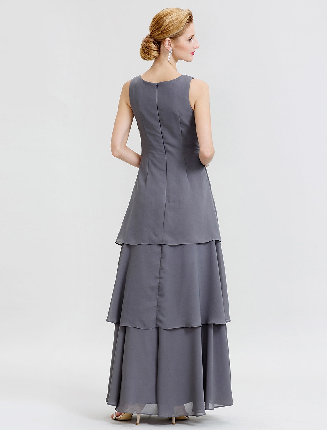 Vestidos de madre de la novia de corte A/princesa con escote redondo y largo hasta el suelo