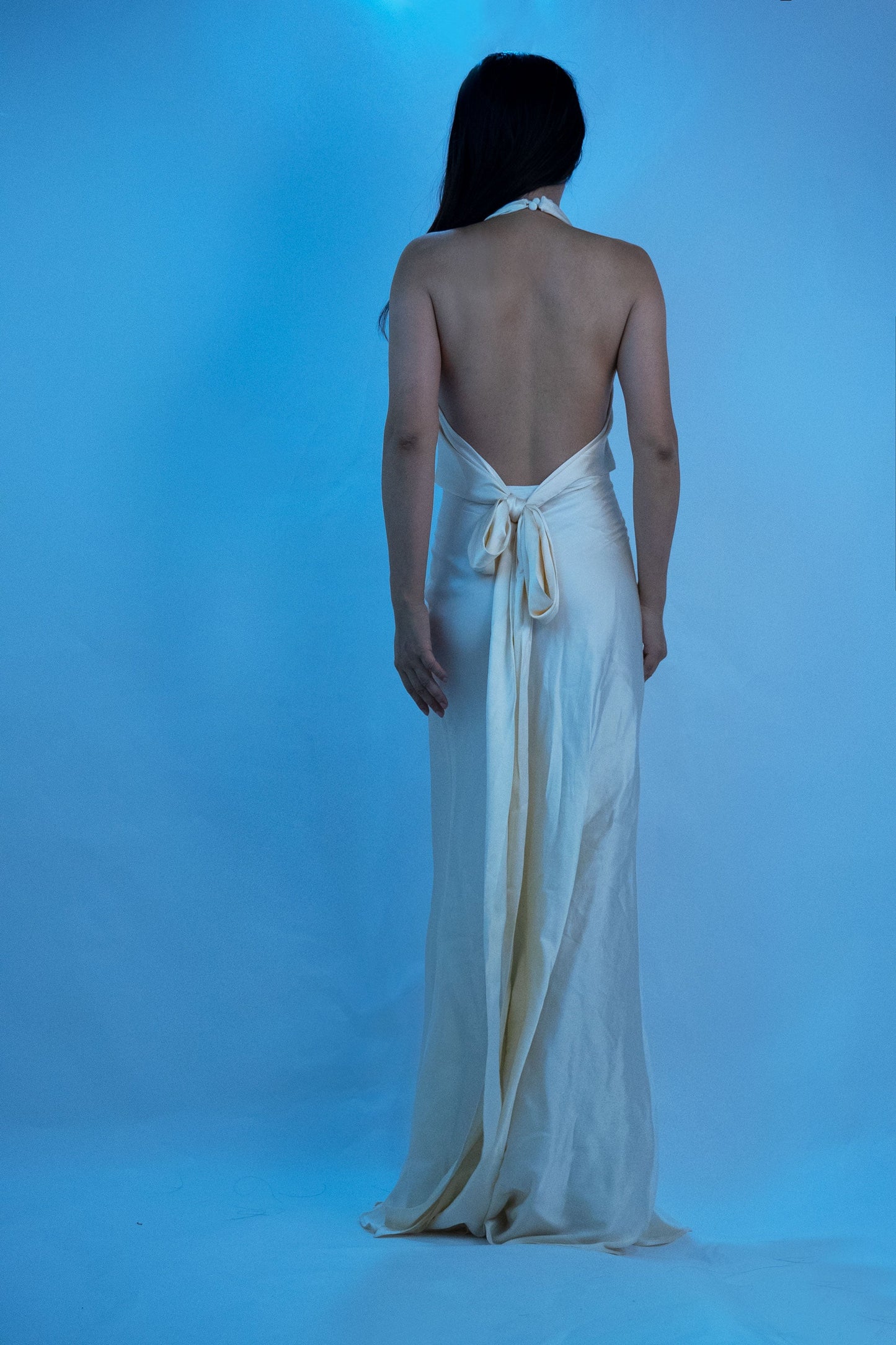 100% Mulberry Silk Jewel Halter Neck Dress Gown