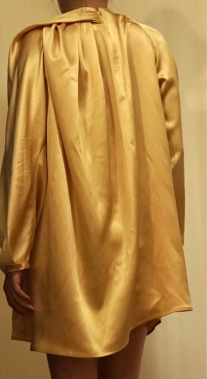 Gold Mulberry Silk Mini Dress