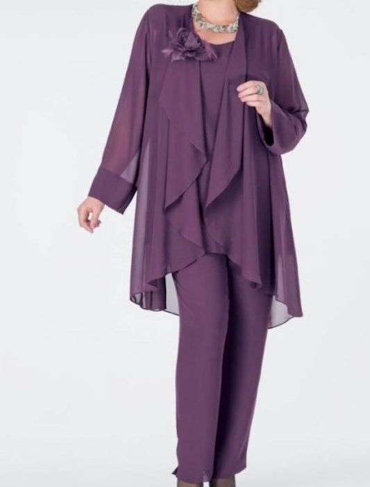 Chiffon-Hosenanzüge für die Mutter der Braut mit Jacke 