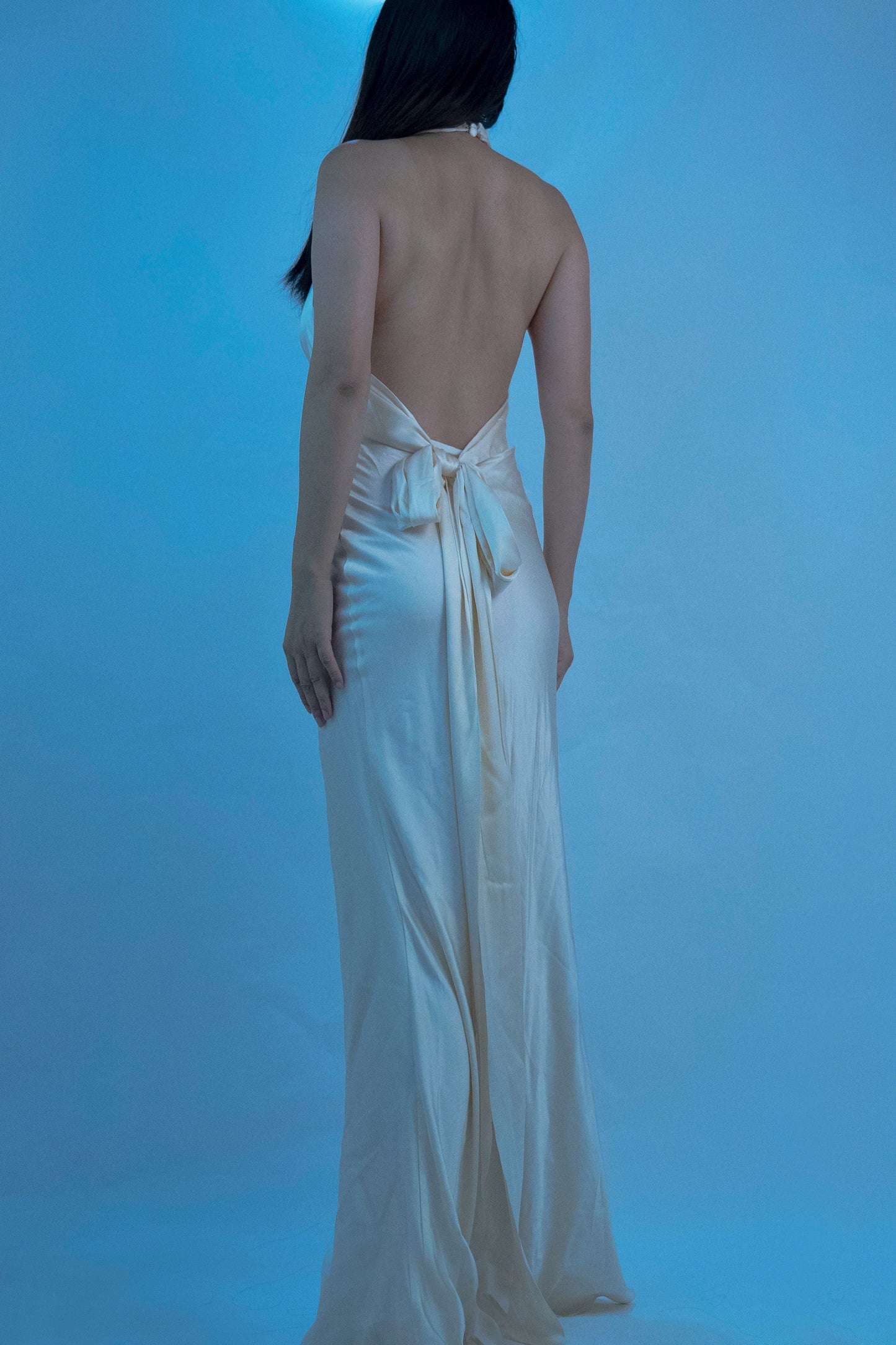 100% Mulberry Silk Jewel Halter Neck Dress Gown