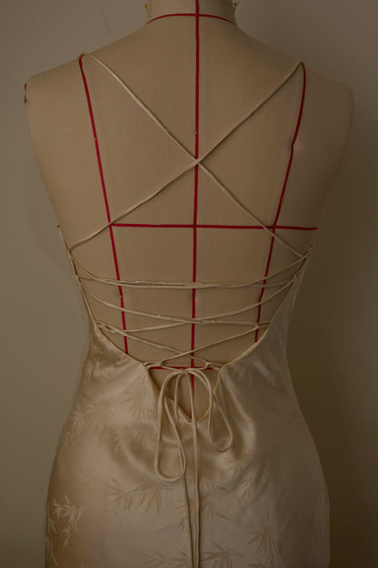 Bamboo Jacquard Lace Up Dress