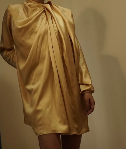 Gold Mulberry Silk Mini Dress
