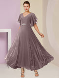 Vestidos de madre de la novia con escote en V, corte princesa y apliques