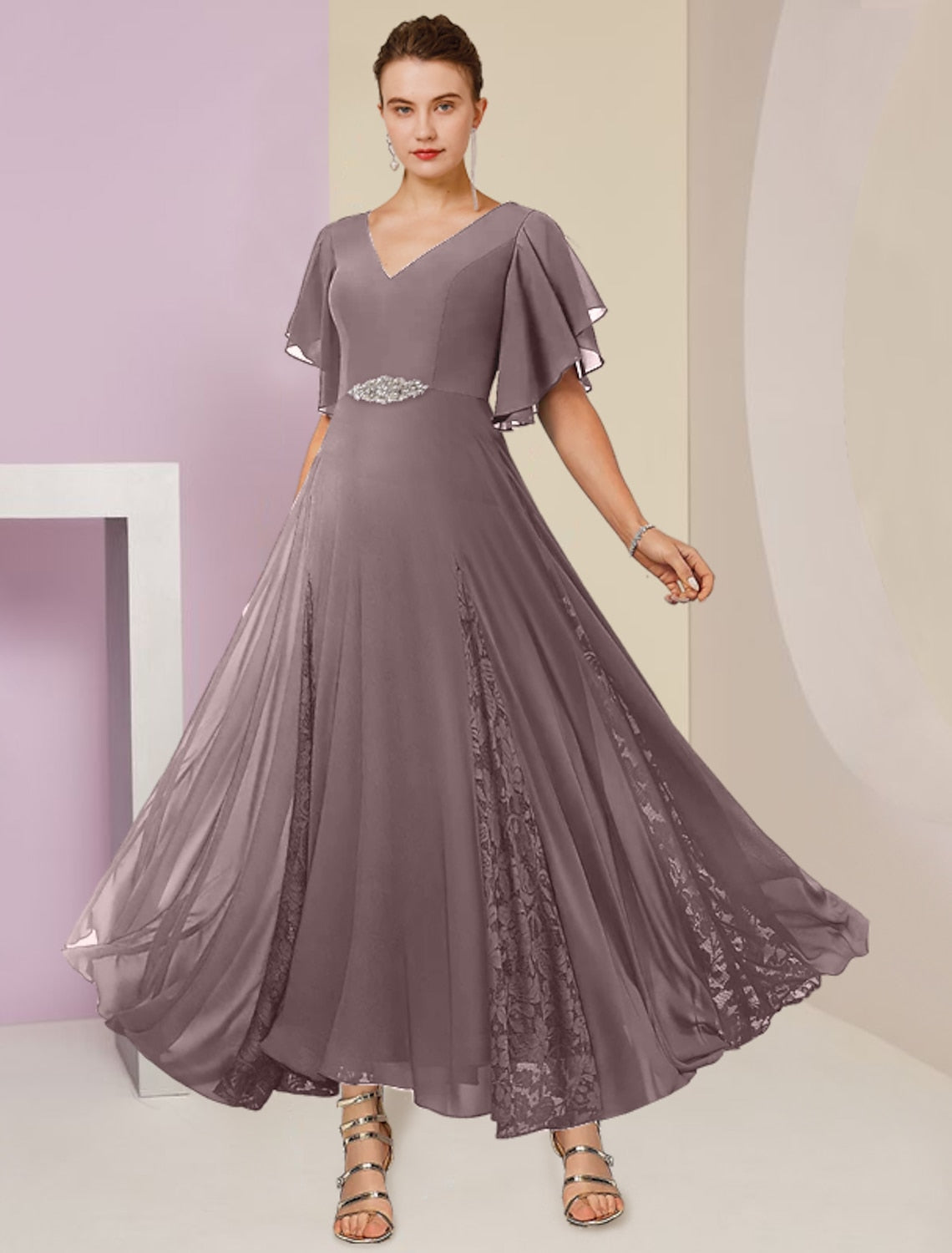 Vestidos de madre de la novia con escote en V, corte princesa y apliques