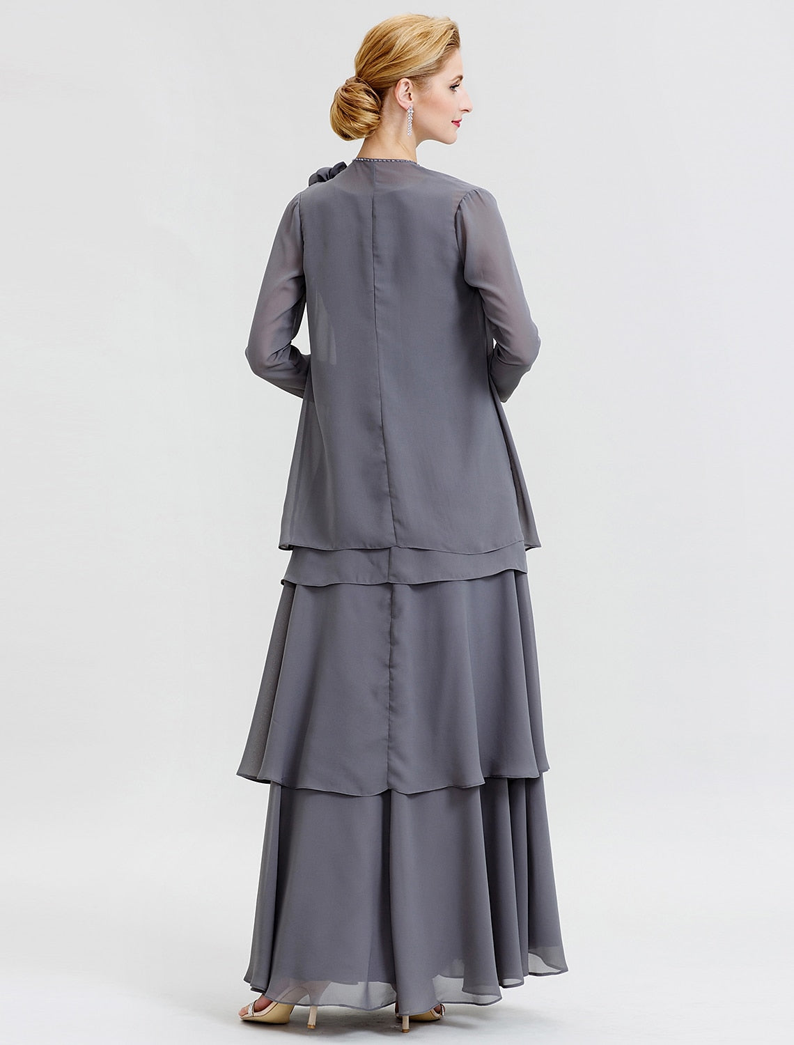 Vestidos de madre de la novia de corte A/princesa con escote redondo y largo hasta el suelo