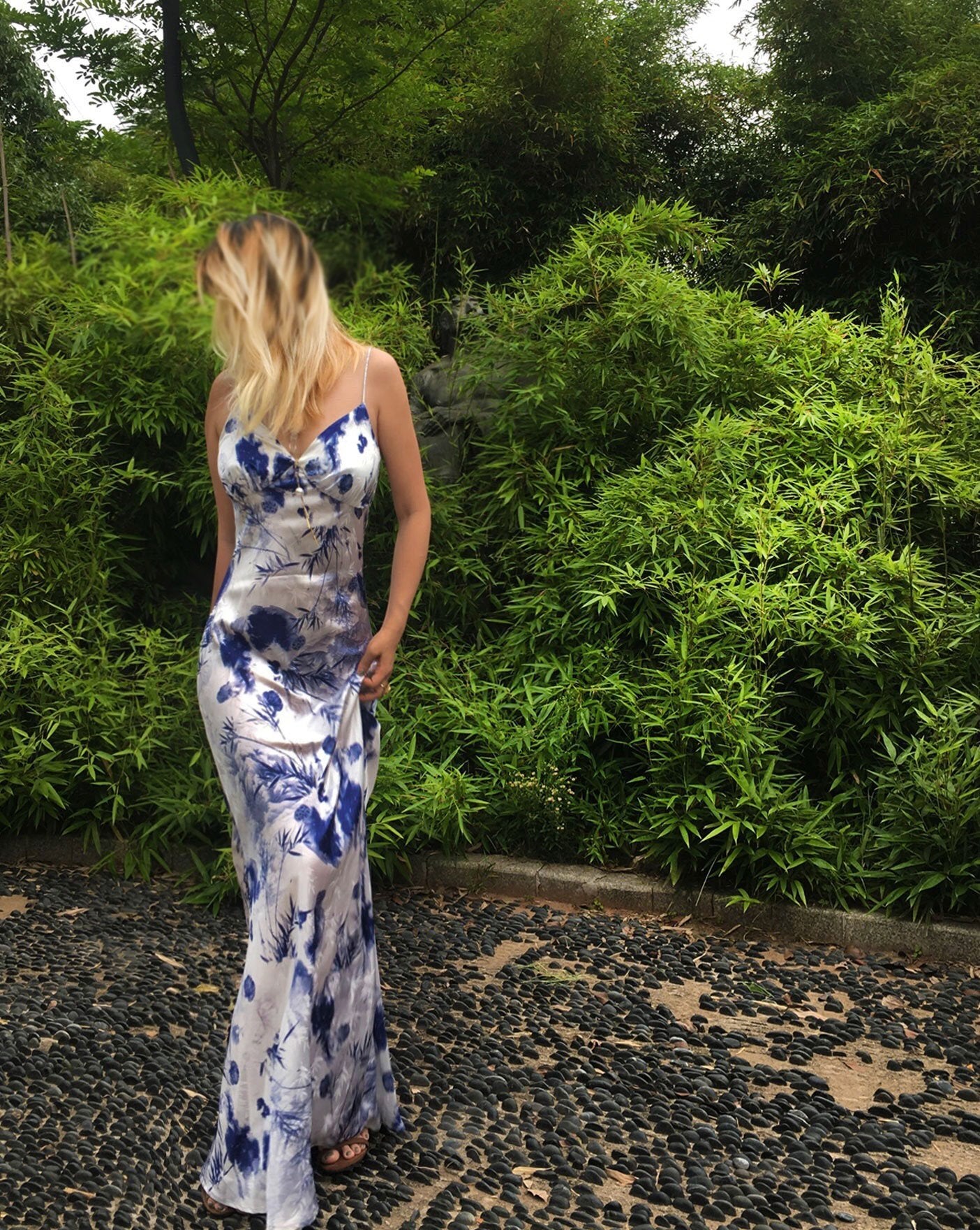 Ink Bamboo Hadiya Mulberry Silk Long dress