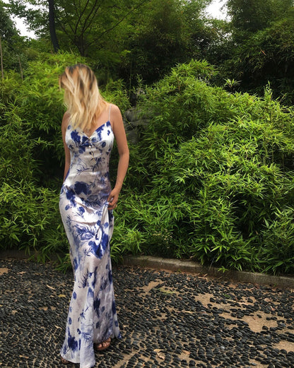 Ink Bamboo Hadiya Mulberry Silk Long dress