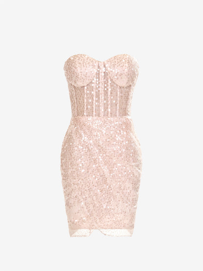 Isadora | Vestido de fiesta con escote en forma de corazón y lentejuelas