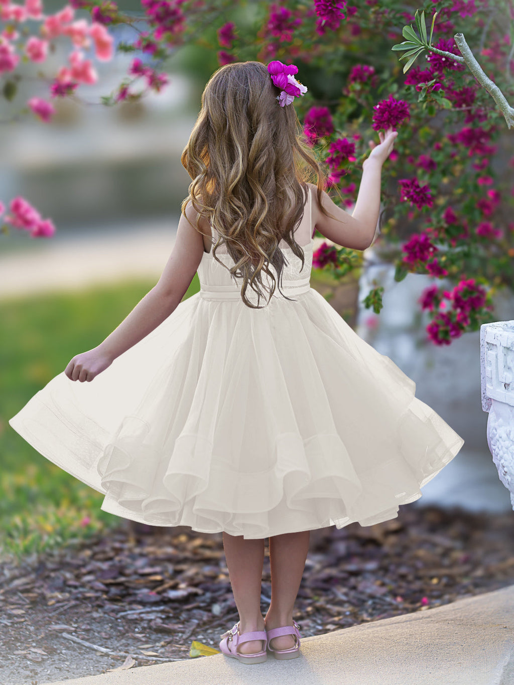 Duchesse-Linie/Princess-Linie Tüll Knielanges Blumenmädchenkleid 