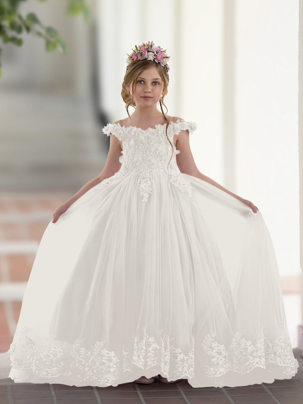 Vestido de fiesta/princesa de encaje con cola larga, color rosa, para cumpleaños