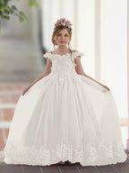 Vestido de fiesta/princesa de encaje con cola larga, color rosa, para cumpleaños