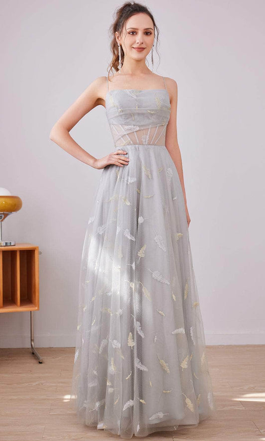 Straight Across A-Line Long Dress